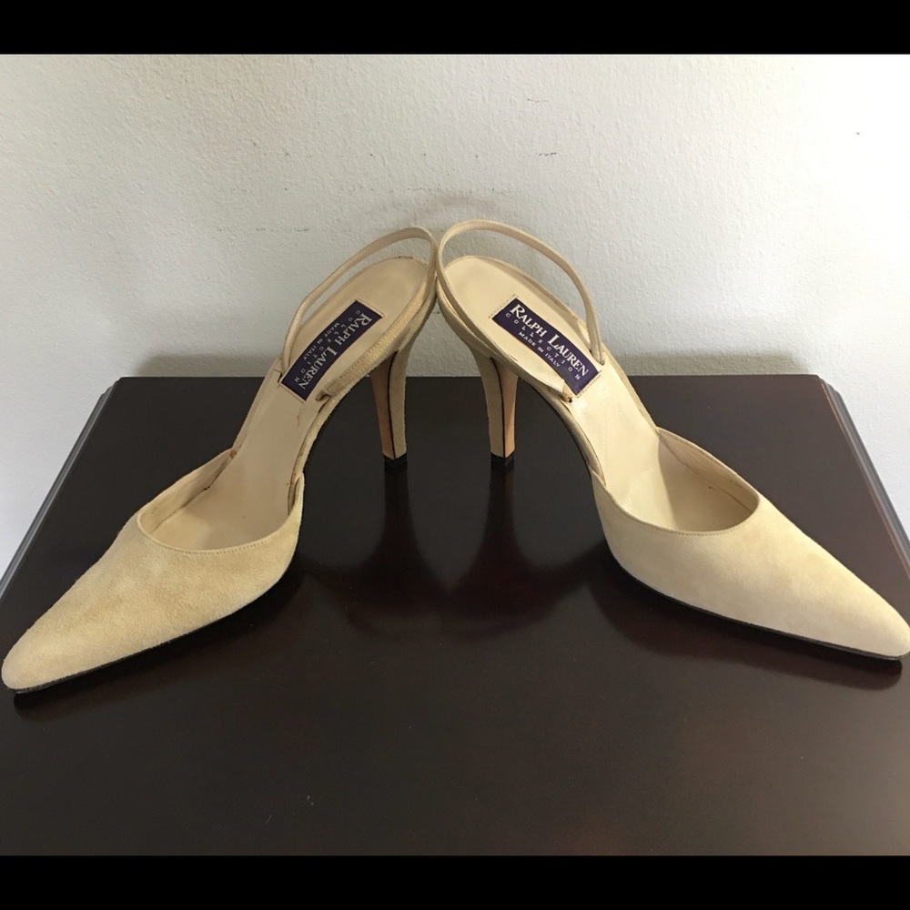 Ralph Lauren Collection Beige Suede Classic Pumps